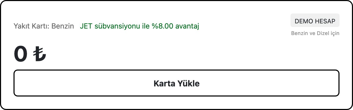 Yakıt Kartı: Benzin kartı, JET sübvansiyonu ile %8 avantaj